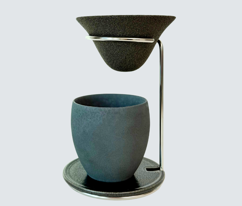 39 Arita Cera Filter Artisan Brew Set – Black Tenmoku Collection (4 Pieces: Filter, Cup, Stand, Coaster)