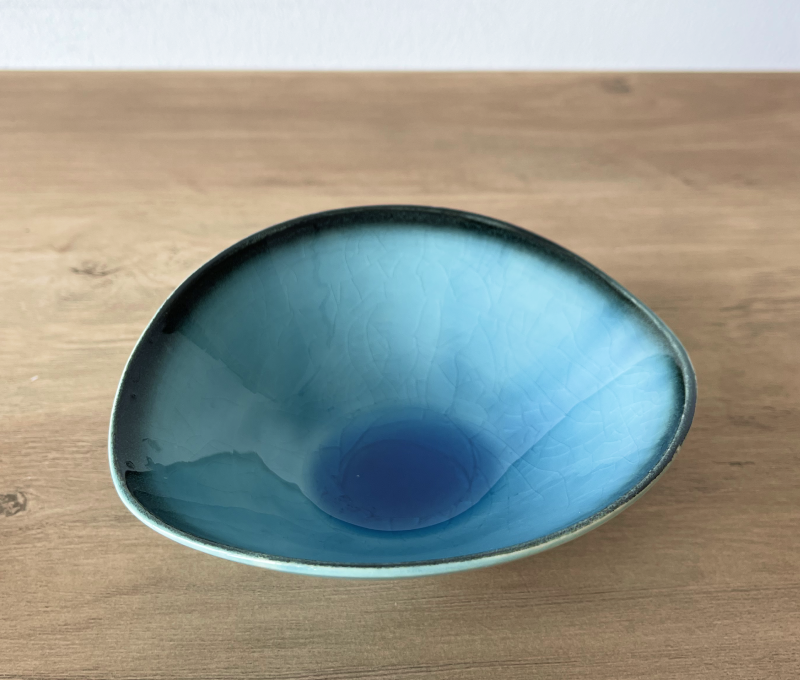 Sky Blue Crazed Oval Bowl – Set of 2 | Mino Ware