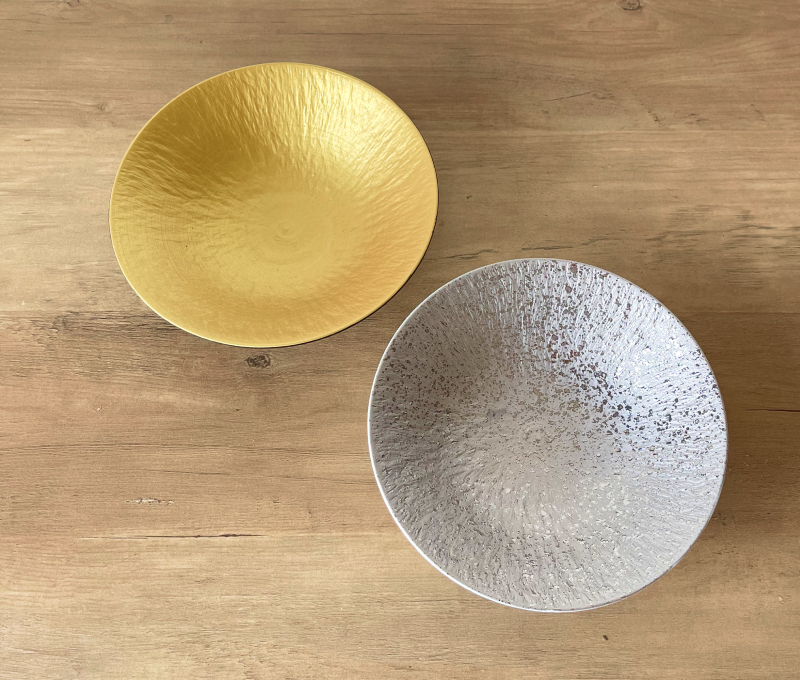 Luxury Gold &amp; Silver Luster Porcelain Bowls, Set of 2 (Mino Ware)