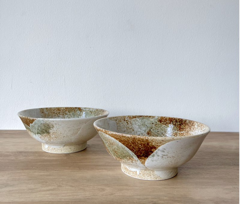 Snow Shino Ramen Bowl, Set of 2 (Mino Ware)