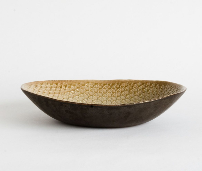 Heritage Harmony Serving Plate Shallow Yellow (Large) - ARTLAB TAKUMI